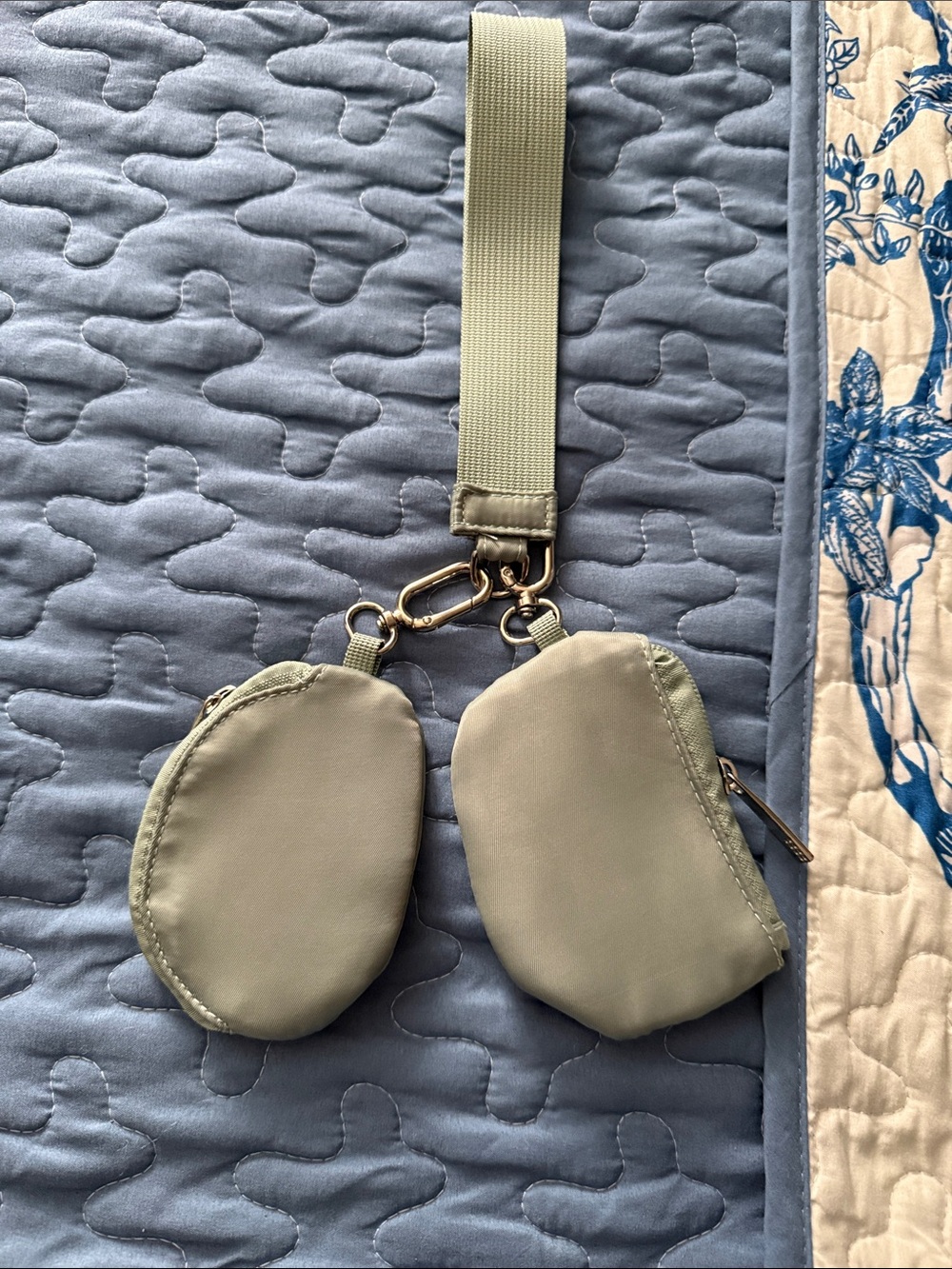 Olive Green Double Pouch Key & Card Holder Strap